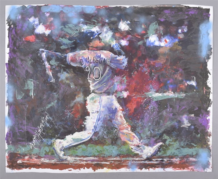 Josh Donaldson Toronto Blue Jays “Full Extention” Original Painting on Canvas by Renowned Artist Murray Henderson (34” x 42”) 