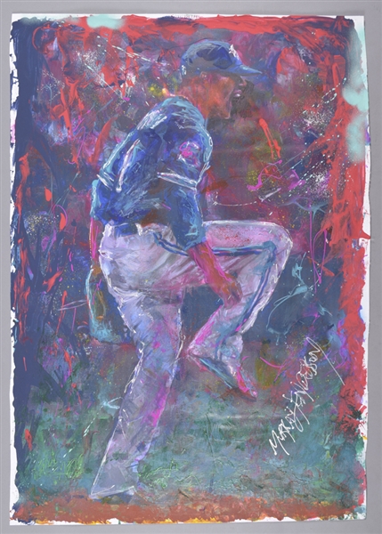 Marcus Stroman Toronto Blue Jays “Excitement on the Mound” Original Painting on Canvas by Renowned Artist Murray Henderson (29 ½” x 42”) 