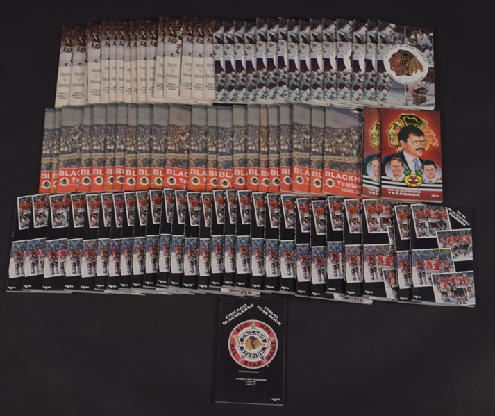Large 1980s Chicago Black Hawks Media Guide Collection of 82