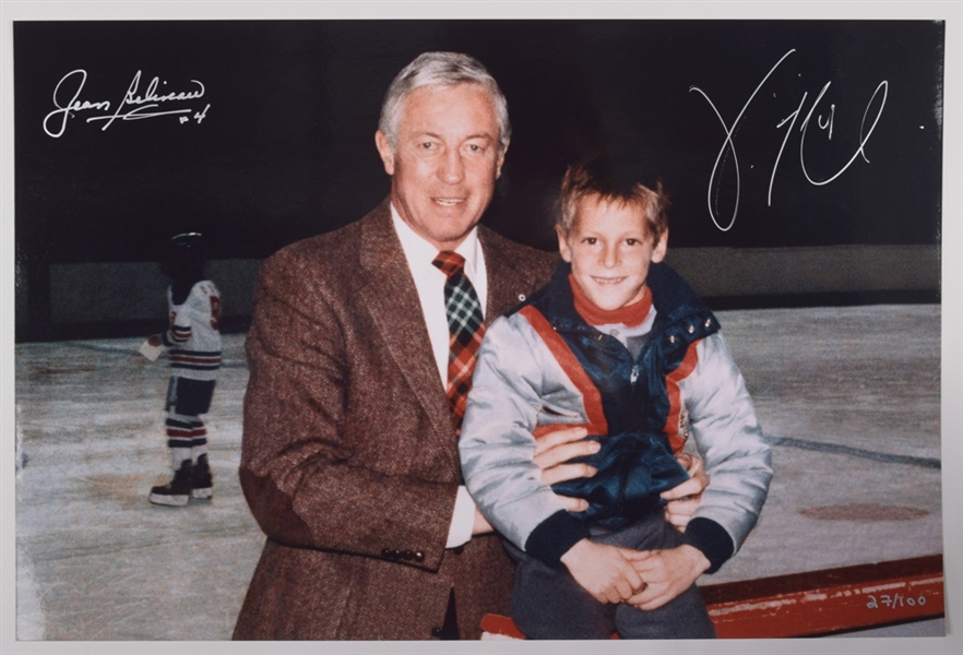 Jean Beliveau and Vincent Lecavalier Dual-Signed Limited-Edition Photo #27/100 with LOA (10" x 15")