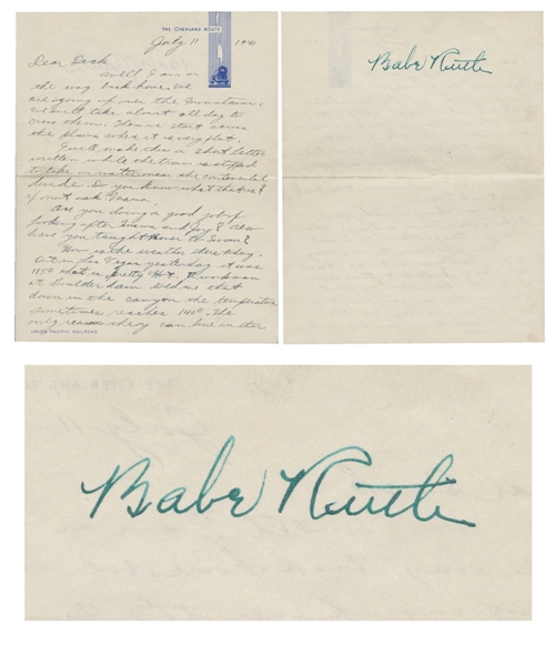 Deceased HOFer Babe Ruth Signed 1940 Letter with JSA LOA