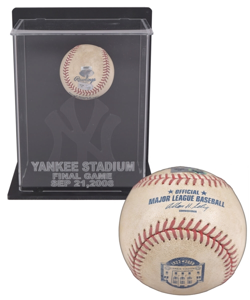 September 21st 2008 New York Yankees vs Baltimore Orioles Game-Used Baseball with LOA - Final Game at Yankee Stadium