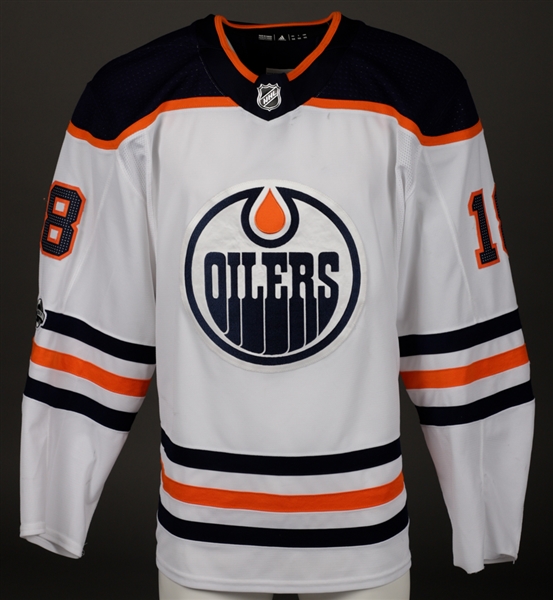 Ryan Stromes 2017-18 Edmonton Oilers Game-Worn Jersey with Team LOA - NHL Centennial Patch! 