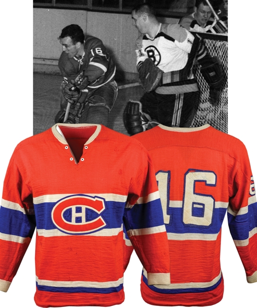 Henri Richards 1961-62 Montreal Canadiens Game-Worn Wool Jersey - Team Repairs! - Photo-Matched!