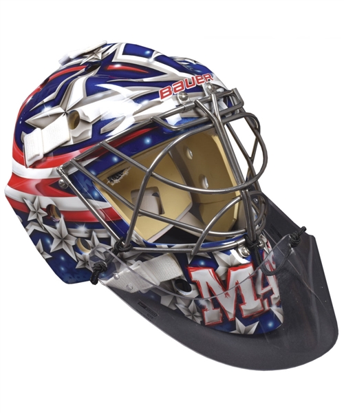 Steve Masons 2010-11 Columbus Blue Jackets Game-Issued Goalie Mask Painted by David Gunnarsson