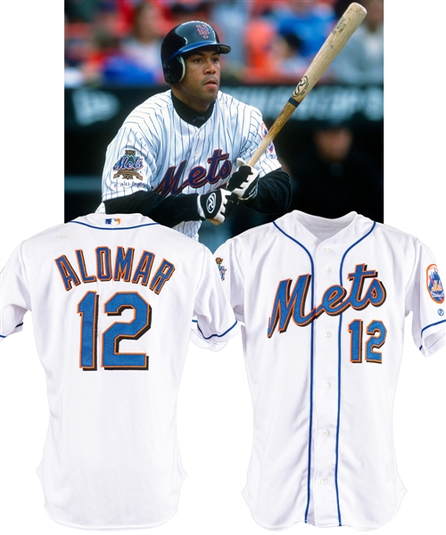 Roberto Alomars 2002 New York Mets Game-Worn Home Jersey - 40th Anniversary and 9/11 Patches!