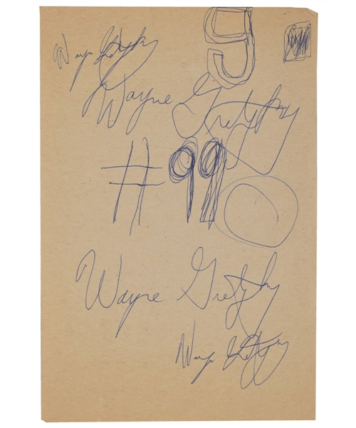Wayne Gretzky Mid-1970s Pre-NHL Autograph Sheet Featuring 4 Signatures of Wayne Practicing His John Hancock – From Gretzky Legal Guardian Bill Cornishs Personal Collection!