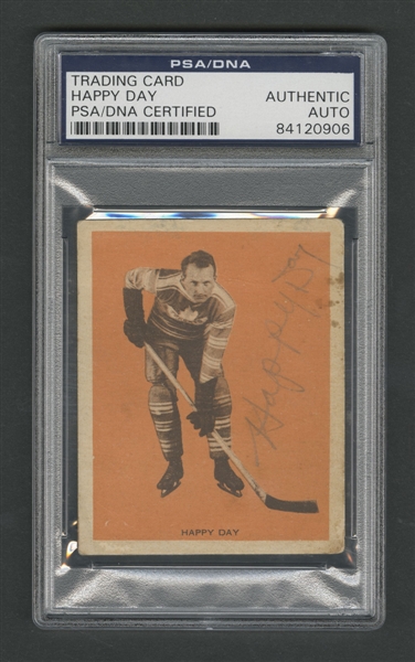 1933-34 Hamilton Gum (V288) Hockey #33 Deceased HOFer Happy Day Signed Rookie Card - PSA/DNA Certified 