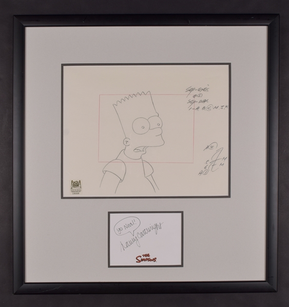 American Actress Nancy Cartwright Signed Framed Display Featuring Bart Simpson Original Animation Art with JSA LOA