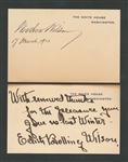 Woodrow Wilson and First Lady Edith Bolling Wilson Signed White House Calling Cards (2) with JSA LOA - 28th President of the United States