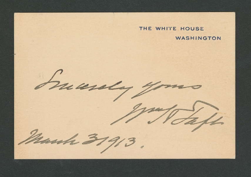 William Howard Taft Signed White House Calling Card with JSA LOA - 27th President of the United States