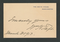 William Howard Taft Signed White House Calling Card with JSA LOA - 27th President of the United States