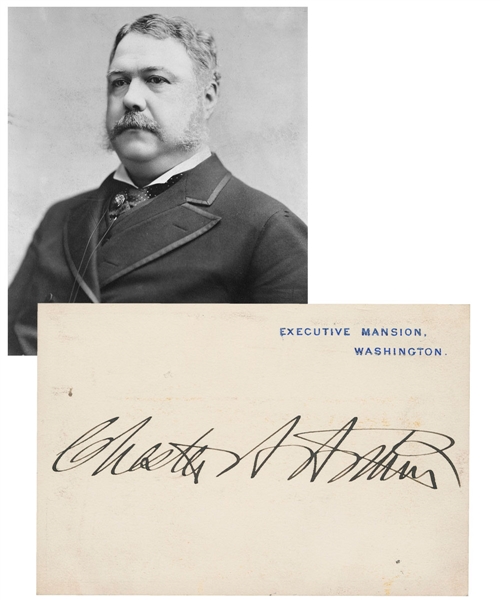 Chester A. Arthur Signed Executive Mansion Calling Card with JSA LOA - 21st President of the United States