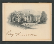 Benjamin Harrison Signed White House Card/Stationery with JSA LOA - 23rd President of the United States