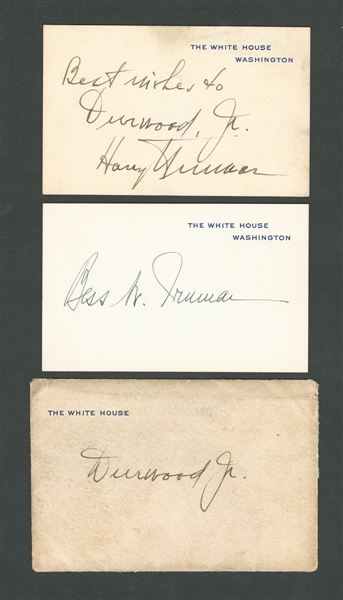 Harry S. Truman and First Lady Bess Truman Signed White House Calling Cards (2) with JSA LOA - 33rd President of the United States