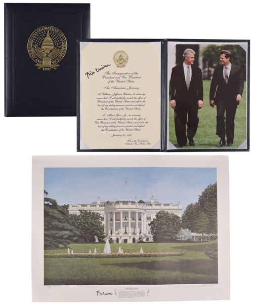 Bill Clinton Signed 1997 Inauguration of President Invitation and White House Lithograph with JSA LOAs - 42nd President of the United States