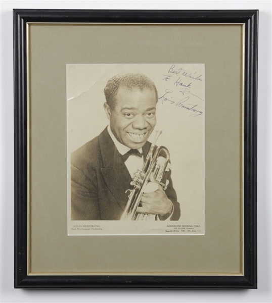American Trumpeter/Composer Louis Armstrong Signed Framed Photo with JSA LOA (14” x 16”)