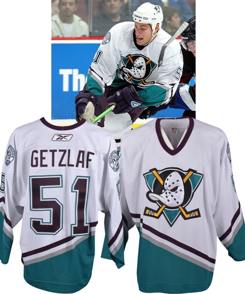 Ryan Getzlafs 2005-06 Anaheim Mighty Ducks Game-Worn Rookie Season Jersey with LOA - Photo-Matched!