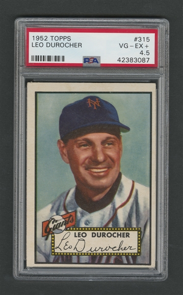 1952 Topps Baseball Card #315 HOFer Leo Durocher - Graded PSA 4.5