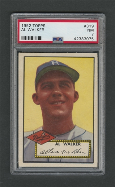 1952 Topps Baseball Card #319 Al Walker - Graded PSA 7