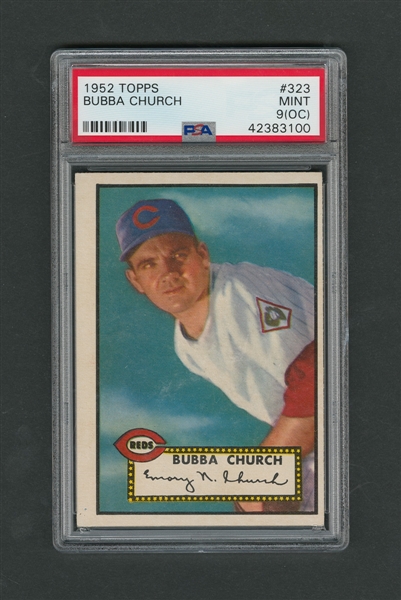 1952 Topps Baseball Card #323 Bubba Church - Graded PSA 9 (OC)