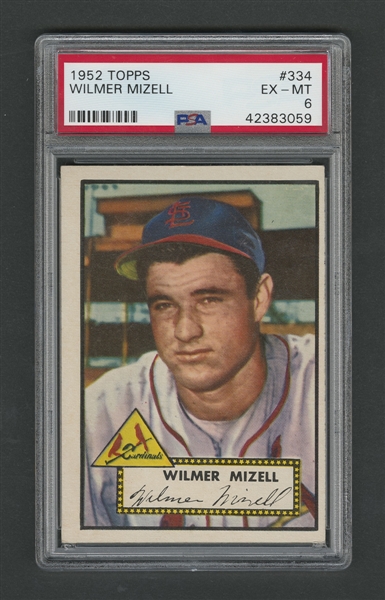 1952 Topps Baseball Card #334 Wilmer Mizell - Graded PSA 6