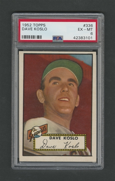 1952 Topps Baseball Card #336 Dave Koslo - Graded PSA 6