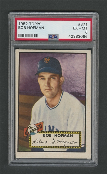 1952 Topps Baseball Card #371 Bob Hofman - Graded PSA 6