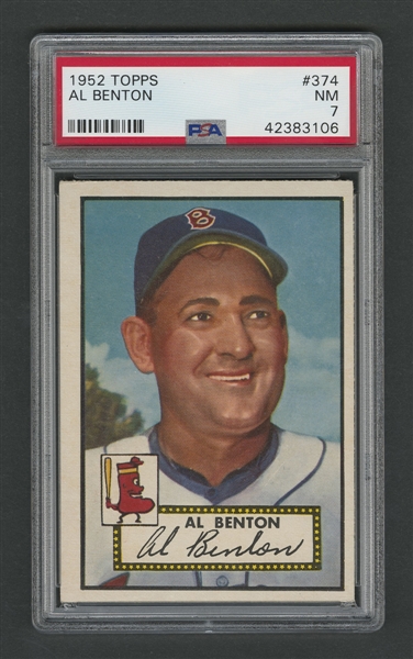 1952 Topps Baseball Card #374 Al Benton - Graded PSA 7