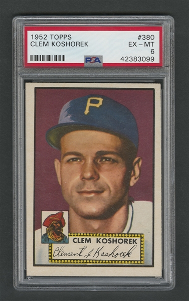 1952 Topps Baseball Card #380 Clem Koshorek - Graded PSA 6