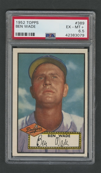 1952 Topps Baseball Card #389 Ben Wade - Graded PSA 6.5