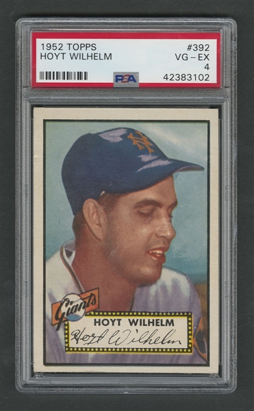 1952 Topps Baseball Card #392 HOFer Hoyt Wilhelm RC - Graded PSA 4