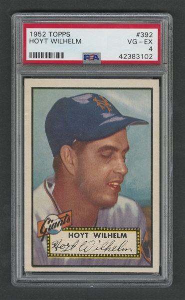 1952 Topps Baseball Card #392 HOFer Hoyt Wilhelm RC - Graded PSA 4
