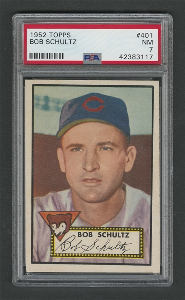 1952 Topps Baseball Card #401 Bob Schultz - Graded PSA 7