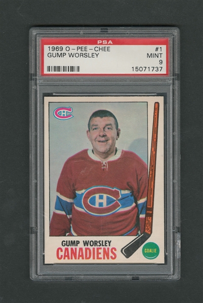 1969-70 O-Pee-Chee Hockey Card #1 HOFer Gump Worsley - Graded PSA 9 - Highest Graded!