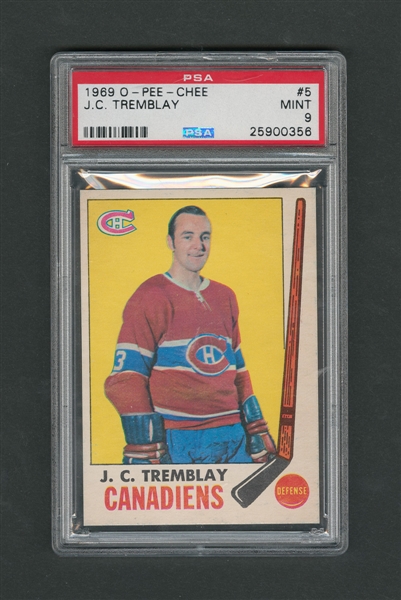 1969-70 O-Pee-Chee Hockey Card #5 J.C. Tremblay - Graded PSA 9 - Highest Graded!