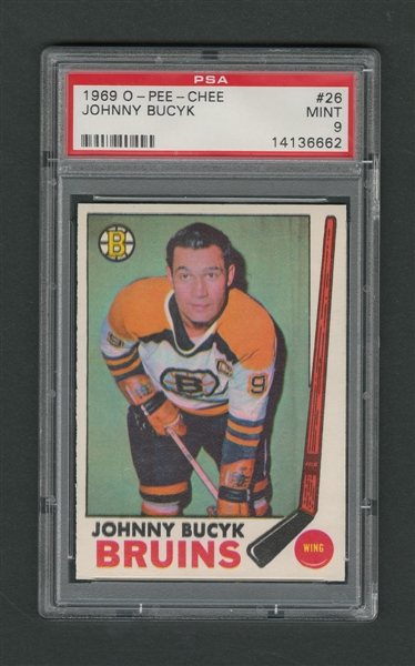 1969-70 O-Pee-Chee Hockey Card #26 HOFer Johnny Bucyk - Graded PSA 9 - Highest Graded!