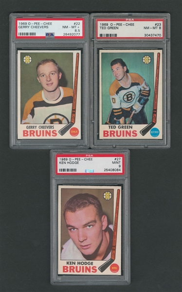 1969-70 Boston Bruins PSA-Graded Hockey Card Collection of 3 - One Graded PSA 9 and Highest Graded