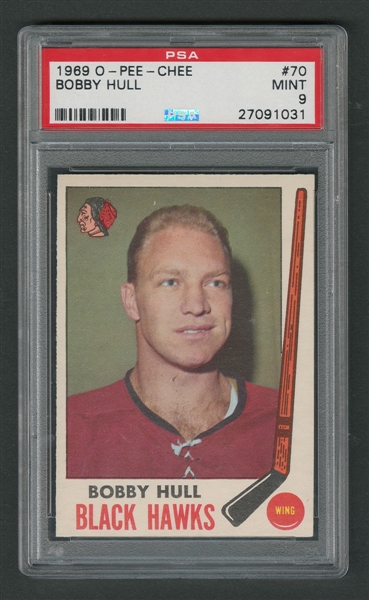 1969-70 O-Pee-Chee Hockey Card #70 HOFer Bobby Hull - Graded PSA 9