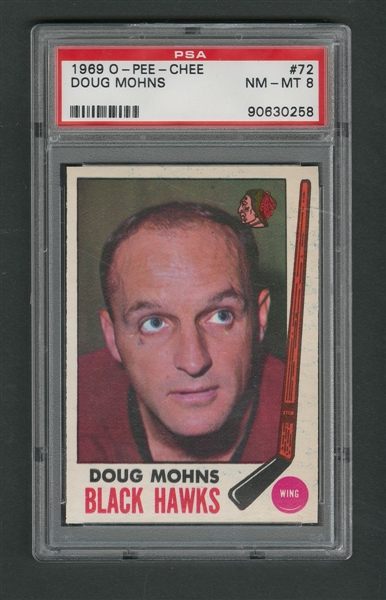 1969-70 O-Pee-Chee Hockey Card #72 Doug Mohns - Graded PSA 8 - Highest Graded!