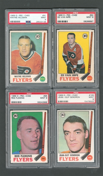 1969-70 O-Pee-Chee Philadelphia Flyers PSA-Graded Hockey Card Collection of 4 - All Graded PSA 9 - Three Highest Graded!