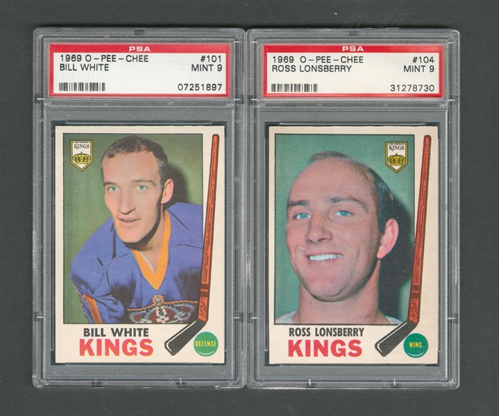 1969-70 O-Pee-Chee Los Angeles Kings PSA-Graded 9 Hockey Card Collection of 2 - White and Lonsberry