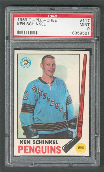 1969-70 O-Pee-Chee Hockey Card #117 Ken Schinkel - Graded PSA 9 - Highest Graded!