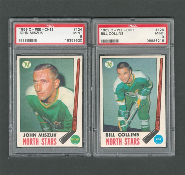 1969-70 O-Pee-Chee Minnesota North Stars PSA-Graded 9 Hockey Card Collection of 2 - Both Highest Graded!