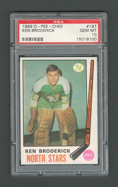 1969-70 O-Pee-Chee Hockey Card #197 Ken Broderick - Graded PSA 10 - Highest Graded!