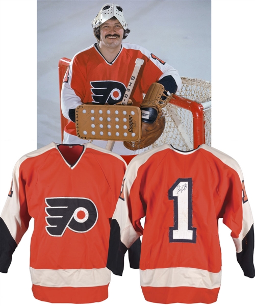 Bernie Parent Circa 1974 Philadelphia Flyers Signed Vintage Pro-Style Jersey