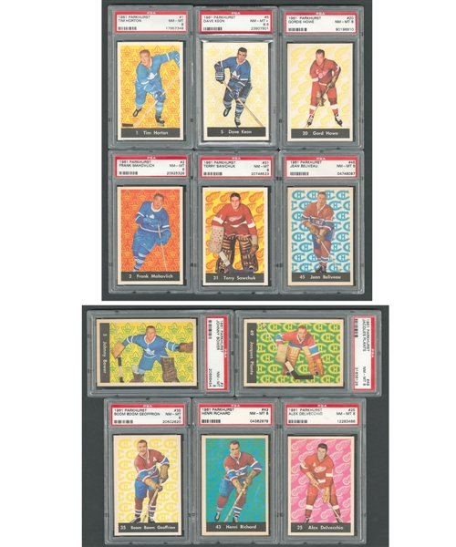 1961-62 Parkhurst Hockey PSA-Graded Complete High Grade 51-Card Set - All Graded PSA 8 NM-MT or Better!