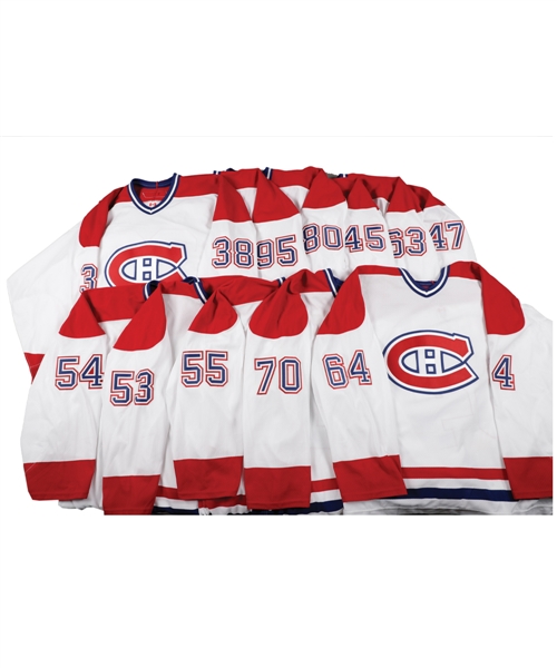 Montreal Canadiens 2006-07 Game-Issued/Worn Away Jerseys (11) with Team LOAs - Complete Beer League Set!