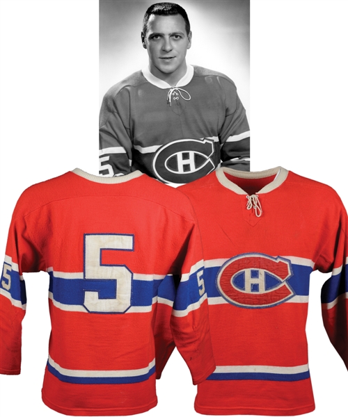 Gilles Tremblays Late-1960s Montreal Canadiens Game-Worn Wool Jersey - Team Repairs! - Photo-Matched!