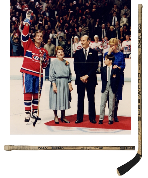 Guy Lafleurs 1984-85 Montreal Canadiens Signed Sher-Wood Game-Used Stick - From Guy Lafleur Jersey Retirement Night!